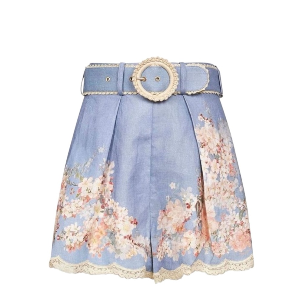 NWT Zimmermann Cascadian Linen Floral Dress Shorts Size AU 2 US 8 - Picture 1 of 10